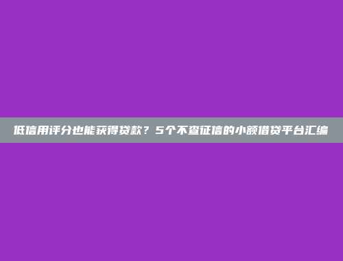 低信用评分也能获得贷款？5个不查征信的小额借贷平台汇编