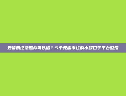 无信用记录照样可以借？5个无需审核的小额口子平台整理