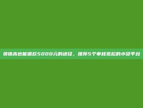 负债高也能借款5000元的途径，推荐5个审核宽松的小贷平台