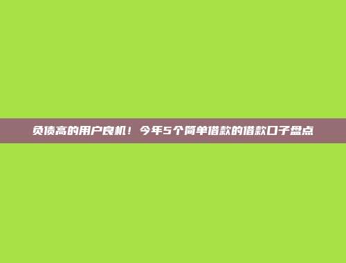 负债高的用户良机！今年5个简单借款的借款口子盘点