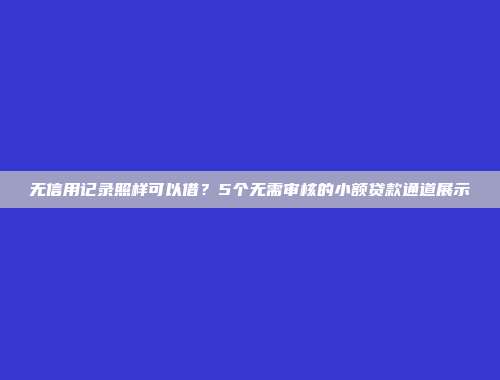 无信用记录照样可以借？5个无需审核的小额贷款通道展示