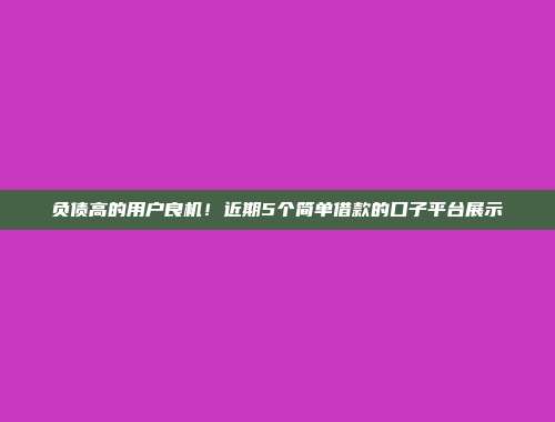 负债高的用户良机！近期5个简单借款的口子平台展示