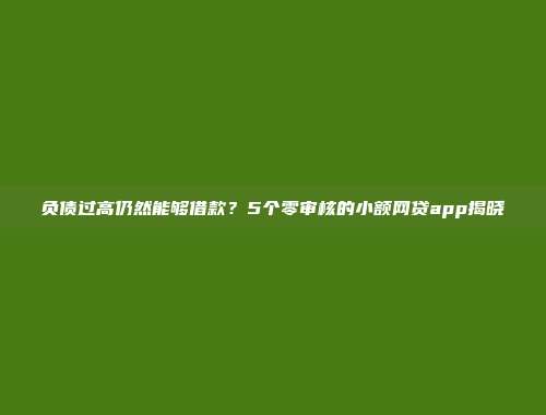 负债过高仍然能够借款？5个零审核的小额网贷app揭晓