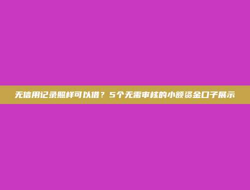 无信用记录照样可以借？5个无需审核的小额资金口子展示