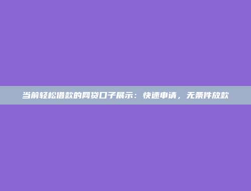 当前轻松借款的网贷口子展示：快速申请，无条件放款