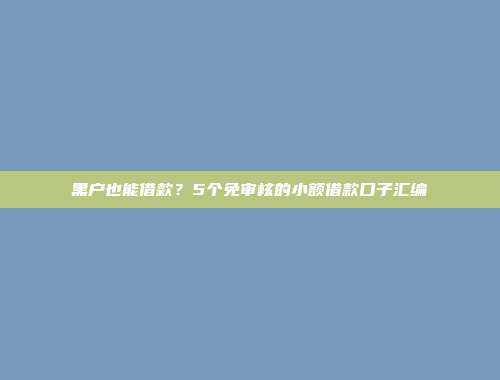 黑户也能借款？5个免审核的小额借款口子汇编