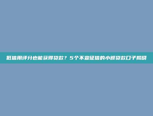 低信用评分也能获得贷款？5个不查征信的小额贷款口子揭晓