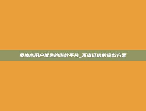 负债高用户优选的借款平台_不查征信的贷款方案