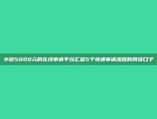 小贷5000元的在线申请平台汇总5个快速申请流程的网贷口子