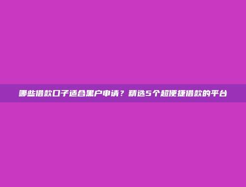 哪些借款口子适合黑户申请？精选5个超便捷借款的平台