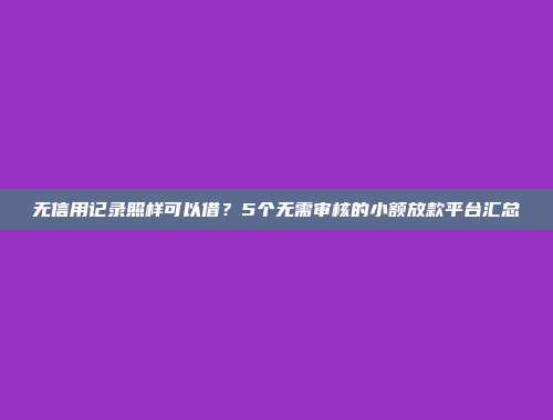 无信用记录照样可以借？5个无需审核的小额放款平台汇总