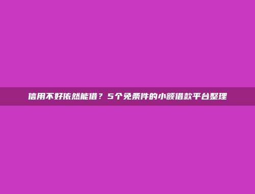 信用不好依然能借？5个免条件的小额借款平台整理