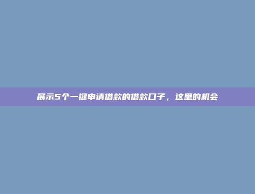 展示5个一键申请借款的借款口子，这里的机会