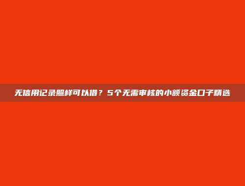 无信用记录照样可以借？5个无需审核的小额资金口子精选