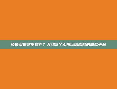 负债多借款审核严？介绍5个无视征信秒批的放款平台