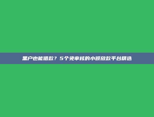 黑户也能借款？5个免审核的小额放款平台精选