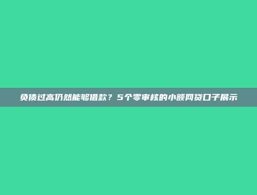 负债过高仍然能够借款？5个零审核的小额网贷口子展示