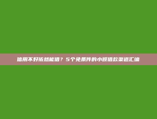 信用不好依然能借？5个免条件的小额借款渠道汇编