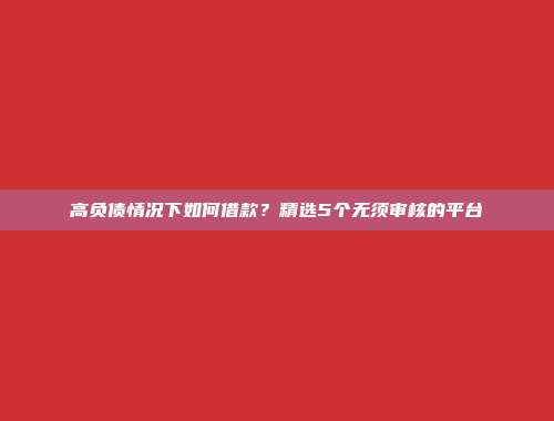 高负债情况下如何借款？精选5个无须审核的平台