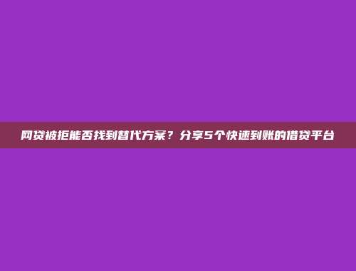 网贷被拒能否找到替代方案？分享5个快速到账的借贷平台