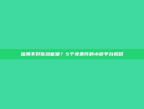 信用不好依然能借？5个免条件的小额平台揭晓