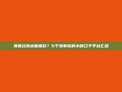 负债过高也能借款？5个免审核的小额口子平台汇总