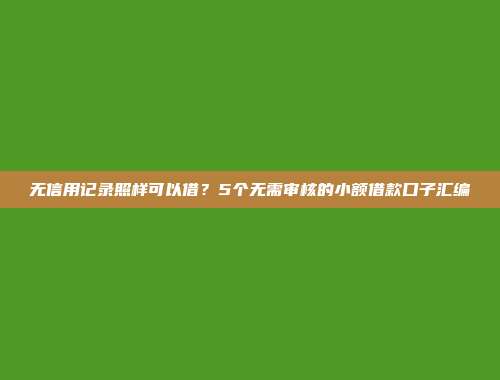 无信用记录照样可以借？5个无需审核的小额借款口子汇编