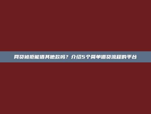 网贷被拒能借其他款吗？介绍5个简单借贷流程的平台