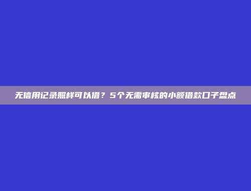 无信用记录照样可以借？5个无需审核的小额借款口子盘点