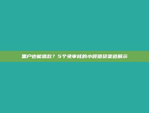 黑户也能借款？5个免审核的小额借贷渠道展示