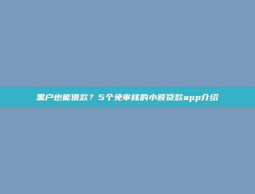 黑户也能借款？5个免审核的小额贷款app介绍