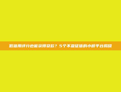 低信用评分也能获得贷款？5个不查征信的小额平台揭晓