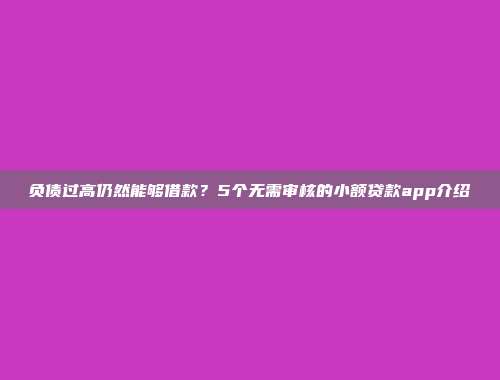 负债过高仍然能够借款？5个无需审核的小额贷款app介绍