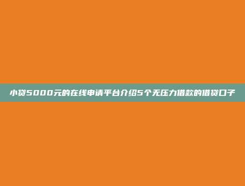 小贷5000元的在线申请平台介绍5个无压力借款的借贷口子