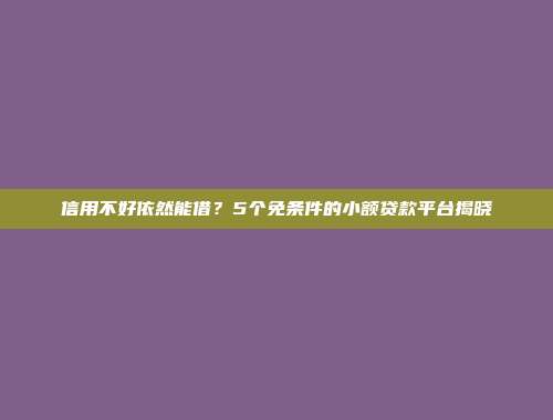 信用不好依然能借？5个免条件的小额贷款平台揭晓