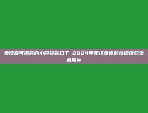 负债高可借款的小额贷款口子_2024年无视负债的快速批款渠道推荐