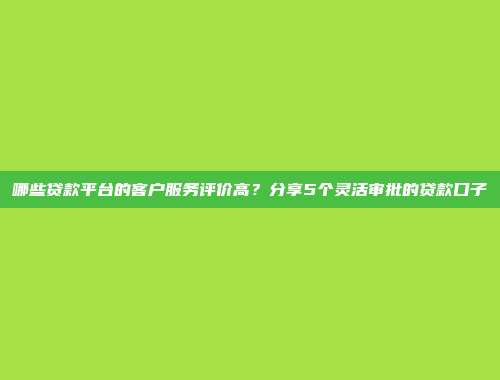 哪些贷款平台的客户服务评价高？分享5个灵活审批的贷款口子