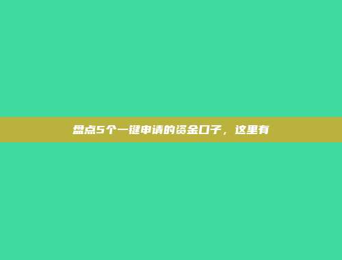 盘点5个一键申请的资金口子，这里有