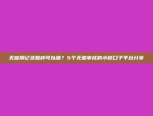 无信用记录照样可以借？5个无需审核的小额口子平台分享