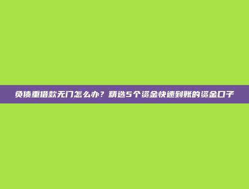 负债重借款无门怎么办？精选5个资金快速到账的资金口子