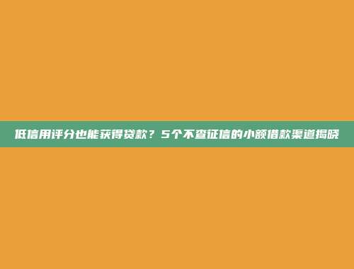 低信用评分也能获得贷款？5个不查征信的小额借款渠道揭晓