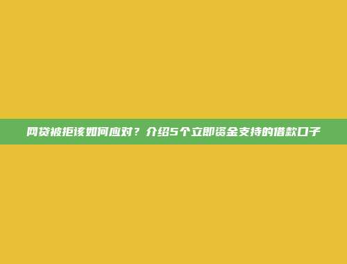 网贷被拒该如何应对？介绍5个立即资金支持的借款口子