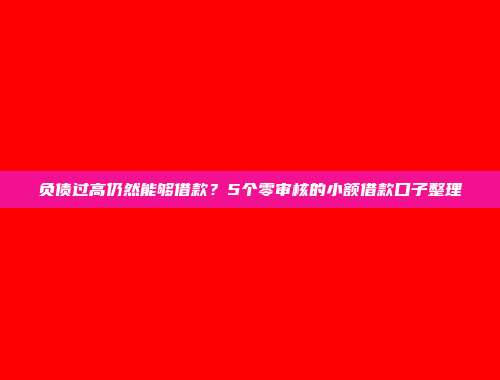 负债过高仍然能够借款？5个零审核的小额借款口子整理