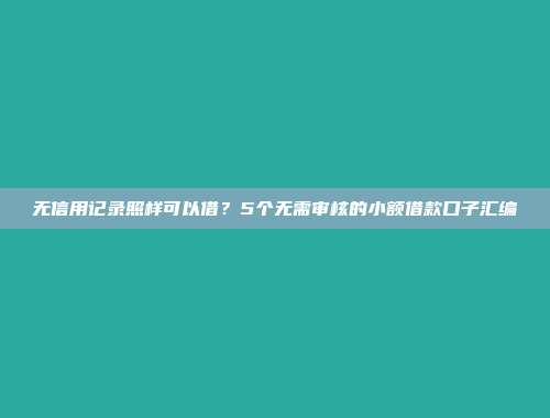 无信用记录照样可以借？5个无需审核的小额借款口子汇编