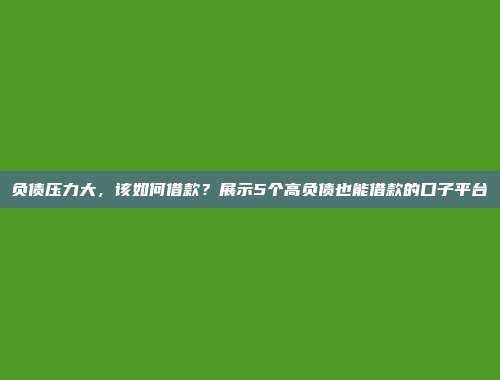 负债压力大，该如何借款？展示5个高负债也能借款的口子平台