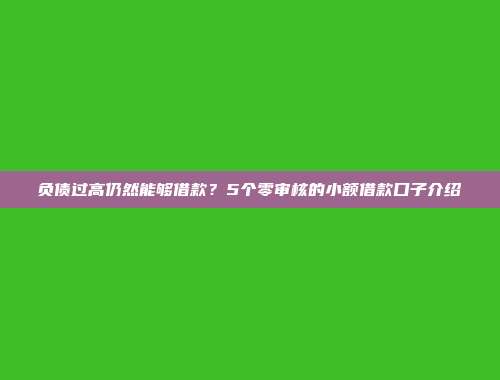 负债过高仍然能够借款？5个零审核的小额借款口子介绍