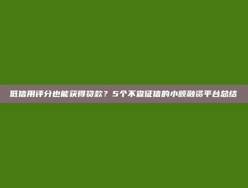 低信用评分也能获得贷款？5个不查征信的小额融资平台总结