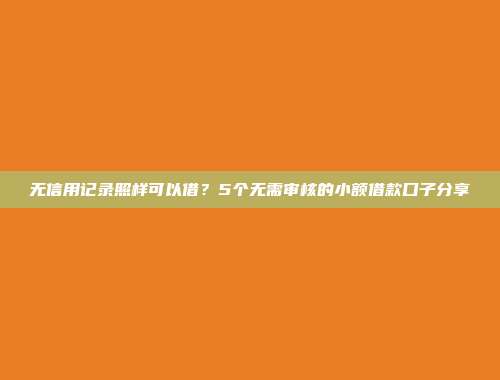 无信用记录照样可以借？5个无需审核的小额借款口子分享