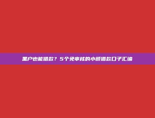 黑户也能借款？5个免审核的小额借款口子汇编