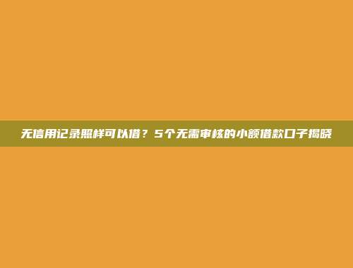 无信用记录照样可以借？5个无需审核的小额借款口子揭晓